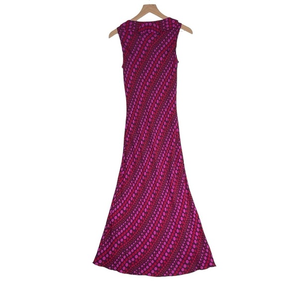 Boden Dress 12 LONG Vintage 90s Silk Maxi Slip Ruffle V Neck Sleeveless Pull On - Picture 4 of 12